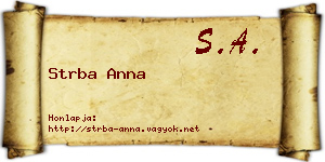 Strba Anna névjegykártya